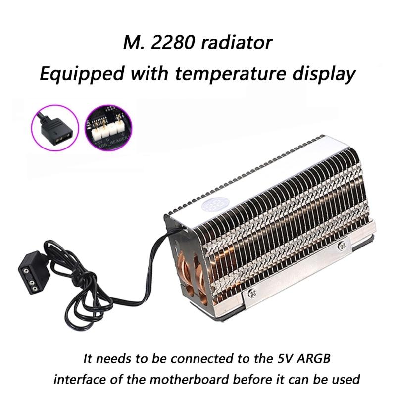 Double Coppers Pipe Cooling System For M.2 2280 SSD With Real Time Temperature Monitoring And Silents Operation