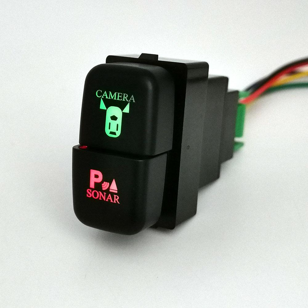 DC12V Car Dual key Switch LED DRL Fan Power on off Radar Switch Button with wire For Mitsubishi Pajero Triton ASX Lancer