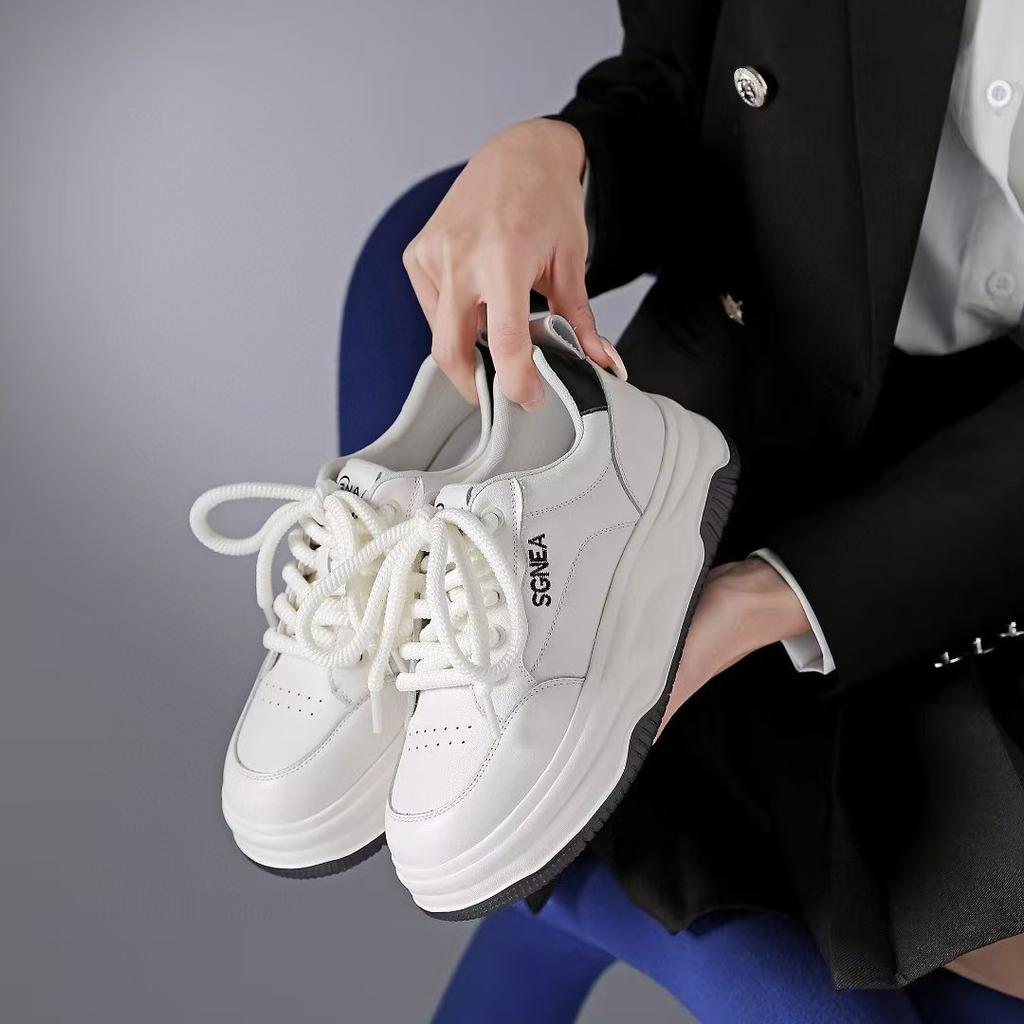 The first layer of cowhide little white shoes women's height-increasing single shoes new low-top casual shoes versatile thick-soled muffin board shoes