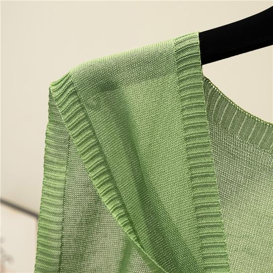 Candy Color Lace-up Ribbed Trim Knitting Shawl Women Summer Sunscreen Ultra-thin Fake Collar Cape