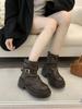New Women'S Boots Black Short Tube Chunky Heel Ankle Boots Spring Autumn Versatile British Retro Maillard Boots