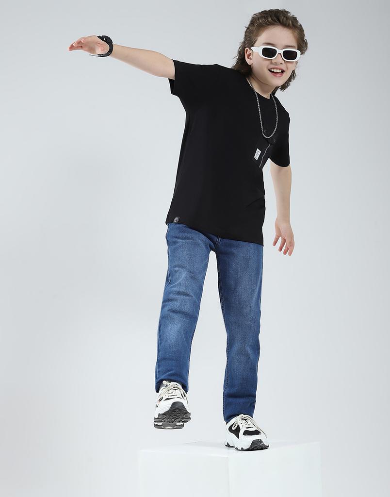 Monte Carlo Boys Solid Regular Fit Round Neck Half Sleeve T-Shirt