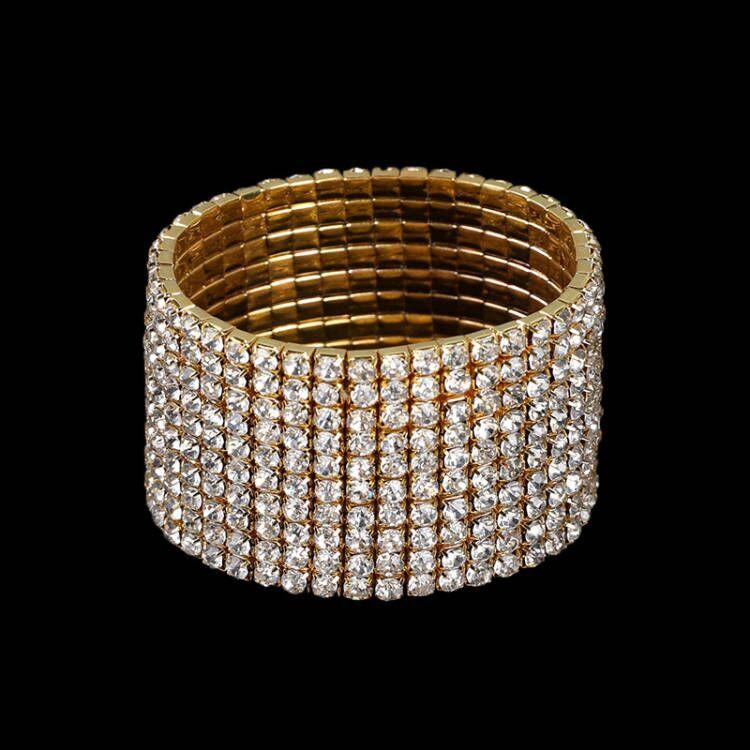 Women's Full Diamond Elastic Bracelet, Fashion Rhinestone Stretch Bangle