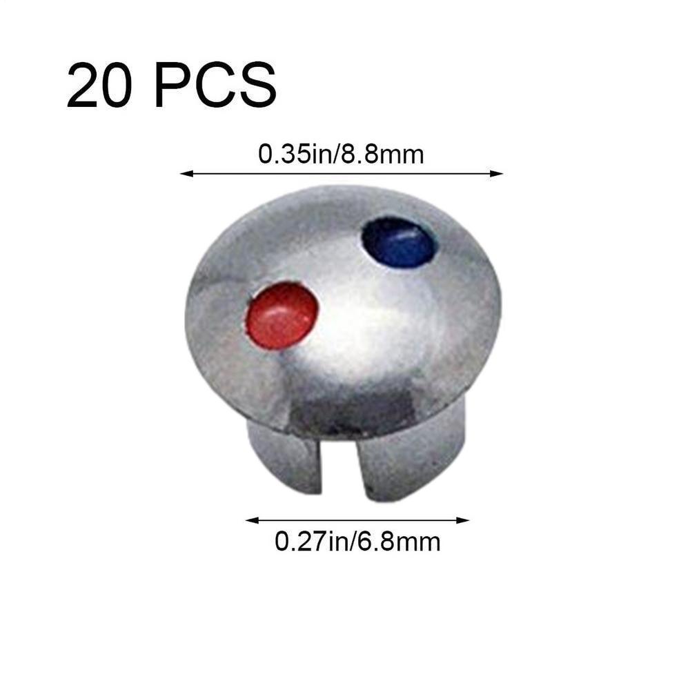 

20pcs Faucet Handle Hot Cold Water Sign Red Blue Label Decoration Cover Hot Cold Faucet Indicator Faucets Replacement Part срібний