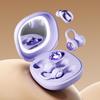 Wireless Bluetooth Earphones 2-in-1 Dual Pairs Ear Clip & In-Ear with Makeup Mirror for Couples Gift Long Battery HiFi Sound