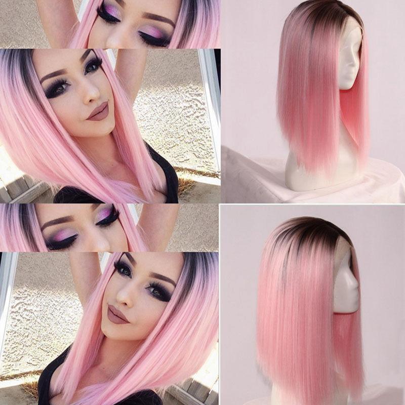 Wig Women Gradient Bob Anime Cosplay Synthetic Hair 34Cm Short Party