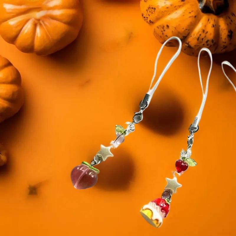 Latest Lovely Fruits Bag Chain Pendant Sweet Y2K Cute Strawberry Peach Keychain Cellphone Charm Lanyard For Girls