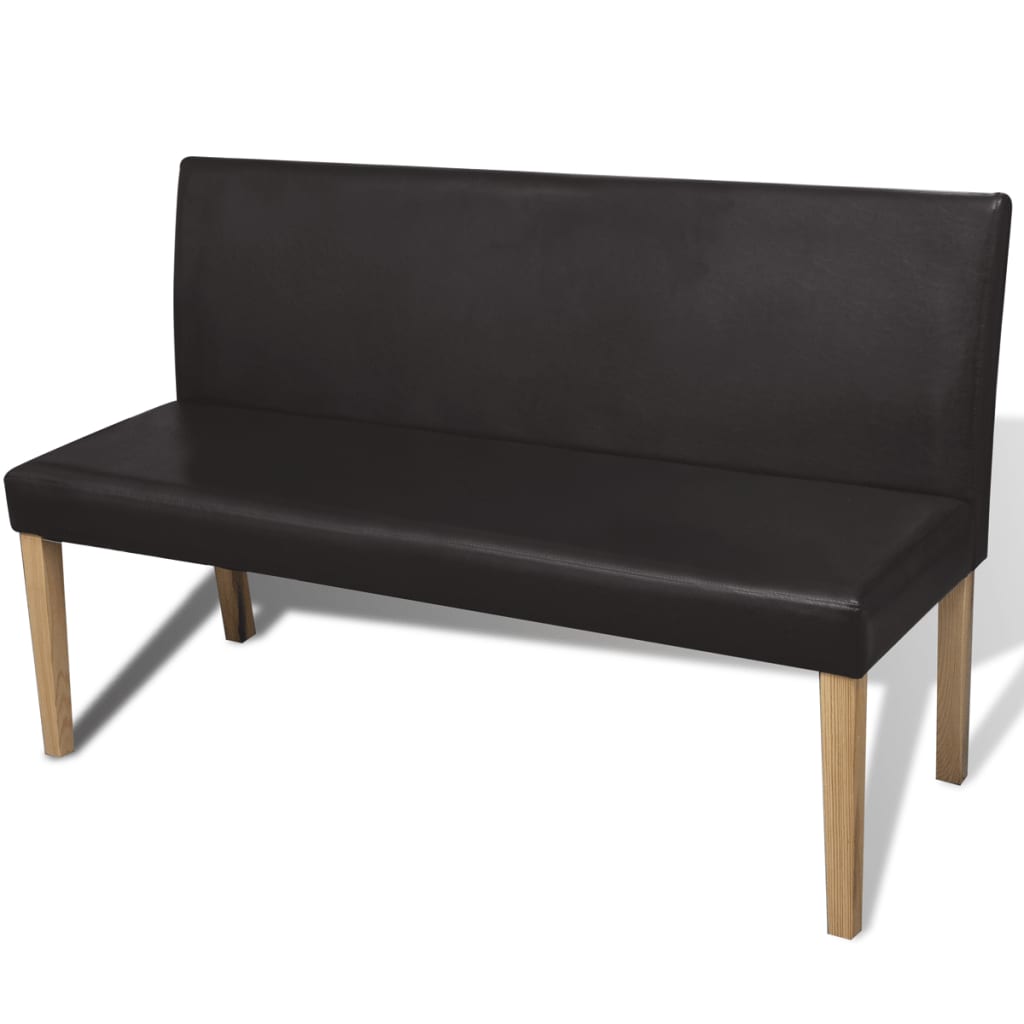 Bench 139.5 Cm Dark Brown Faux Leather