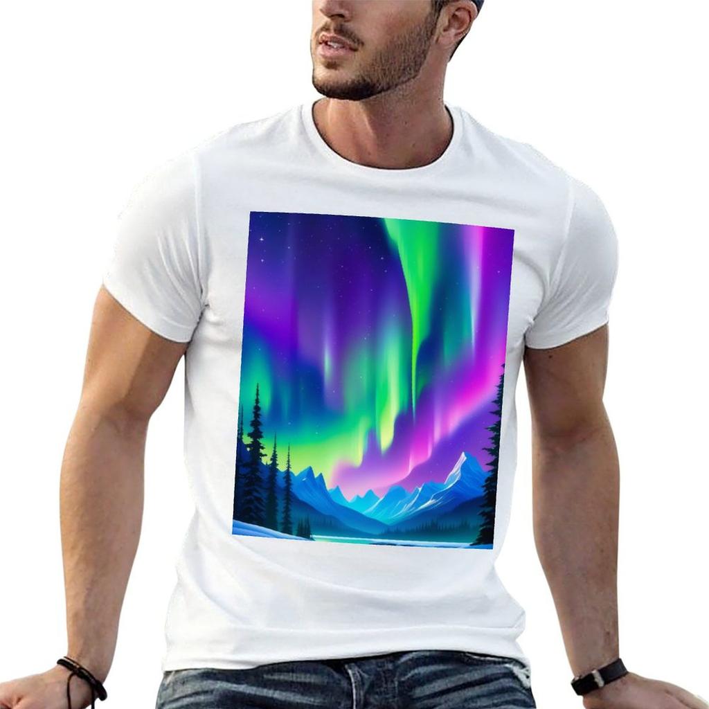 Aurora  The Northern lights T-Shirt cotton t shirts high quality man t shirt cotton t shirt for