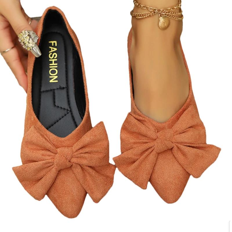 Fashion Bow Pointed Toe Flats Shoes Women Shallow Casual Sandals Designer New Autumn Brand Loafers Shoes 2024 Sexy Cozy Women Zapatillas
