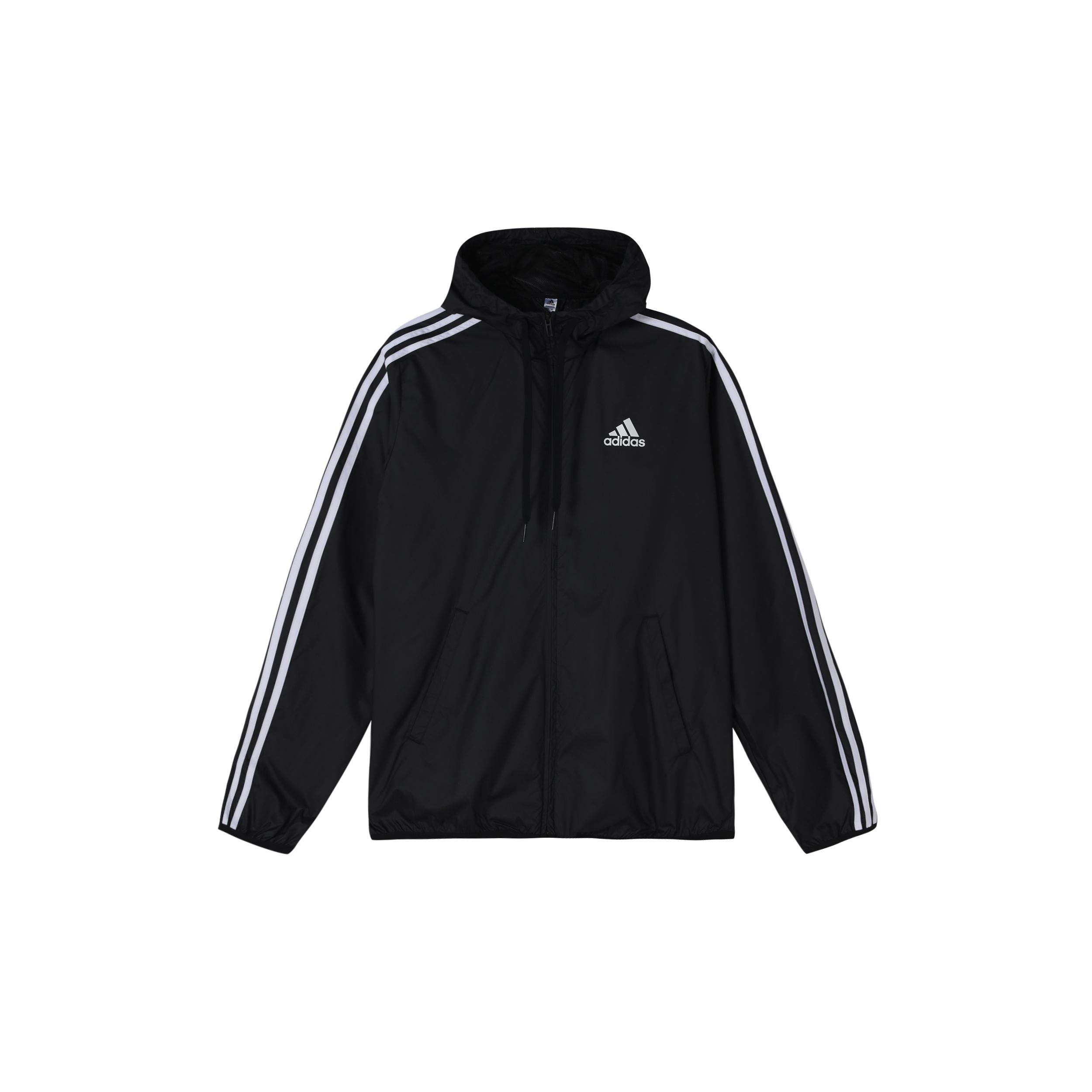 adidas Casual Sports Woven hooded Windproof Jacket Black Men s GK9026 S