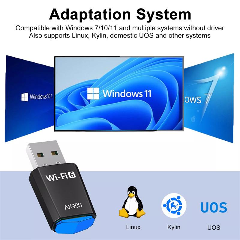 Ax900 900Mbps Usb Wifi Bluetooth Adapter Dual Band 2.4G/5Ghz Wifi 6 Usb Adapter 900Mbps Wifi Adapter For Laptop Windows 7 10 11