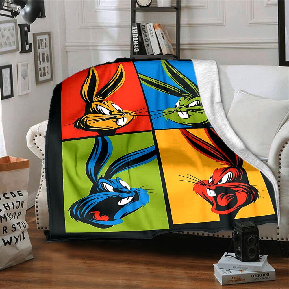 1pc Bugs Bunny Pop Art Flannel Throw Blanket Lightweight Soft Warm All Season Blanket for Sofa, Bed, Travel,L1028155