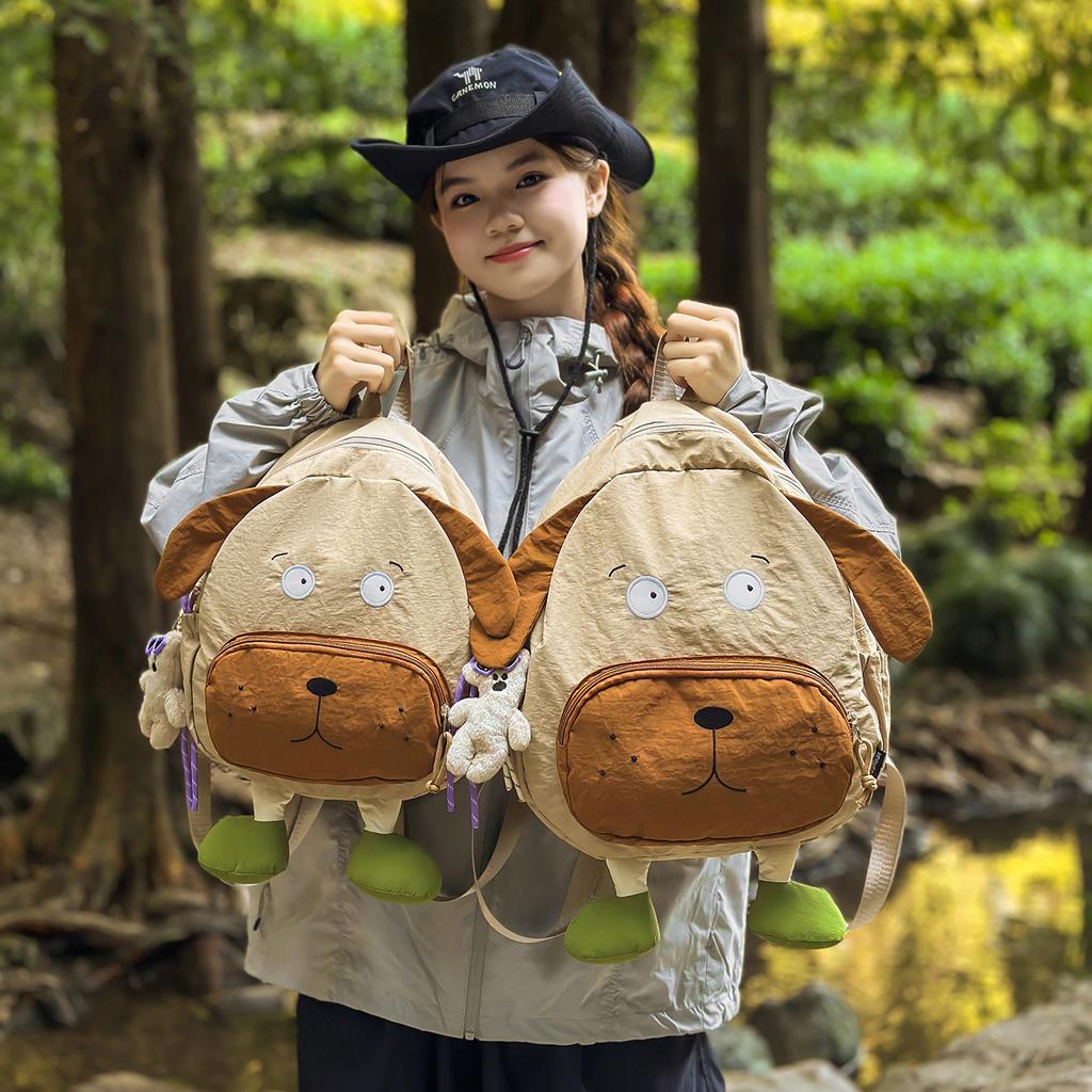 Schoolbag Korean version ins New high-value funny silly puppy backpack 1st-1st grade light travel large-capacity backpack