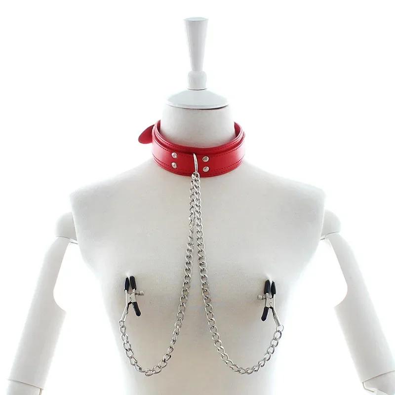 Lingerie for Couples – Sexy PU Leather Harness with Bondage Leash & Dog Collar (Sex Slave Roleplay Outfit)