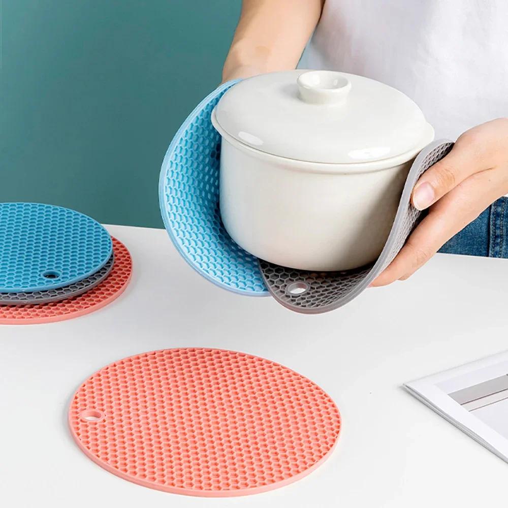 Round Heat Resistant Silicone Mat Drink Cup Coasters Insulation Non Slip Pot Holder Thicken Table Placemat Kitchen Accessories