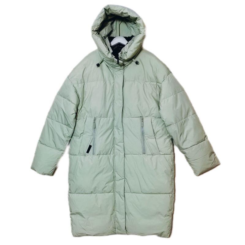 To Russia Hooded Thickened Down Cotton Cold Protective Clothing Female Mid Length Long Length Pure Color Thick Cotton Clothing Northeast Winter