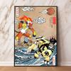 Pokemon Gyarados and Koi Leaping Dragon Gate Decorative Painting Traditional Art - Style Mural Unique Gift for Anime Lovers