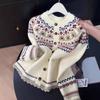 Women's Loose-Fit Knitted Cardigan - Fair Isle Design, Cozy Autumn/Winter Style