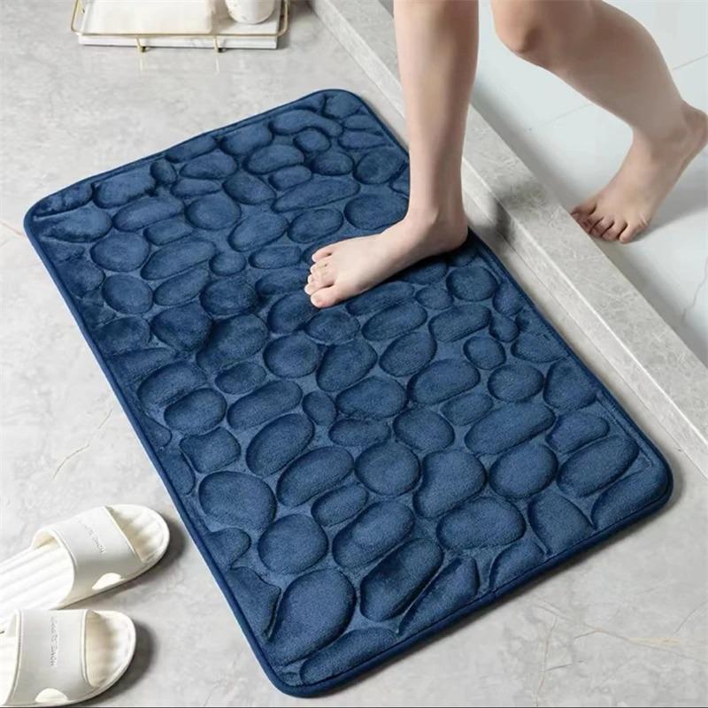 3D Bathroom Anti-slip Mat Pebble Patterned Absorbent Pad Bath Mats Doormat Carpet Cobblestone Embossed Door Floor