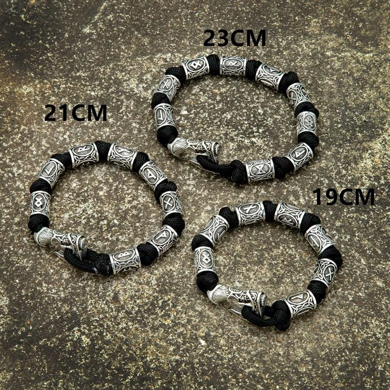Men Viking Celtic Rune Beads Axe Bracelet Odin Symbol Scandinavian Metal Lanyard Handmade Woven Paracord Norse Amulet Jewelry
