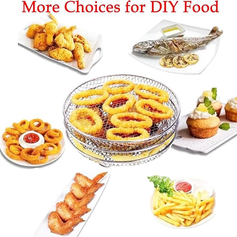 Air Fryer Accessories Baking Rack Stackable BBQ Metal Oven Grill Rack Food Frying Basket Multipurpose for Baking Cooking Tool