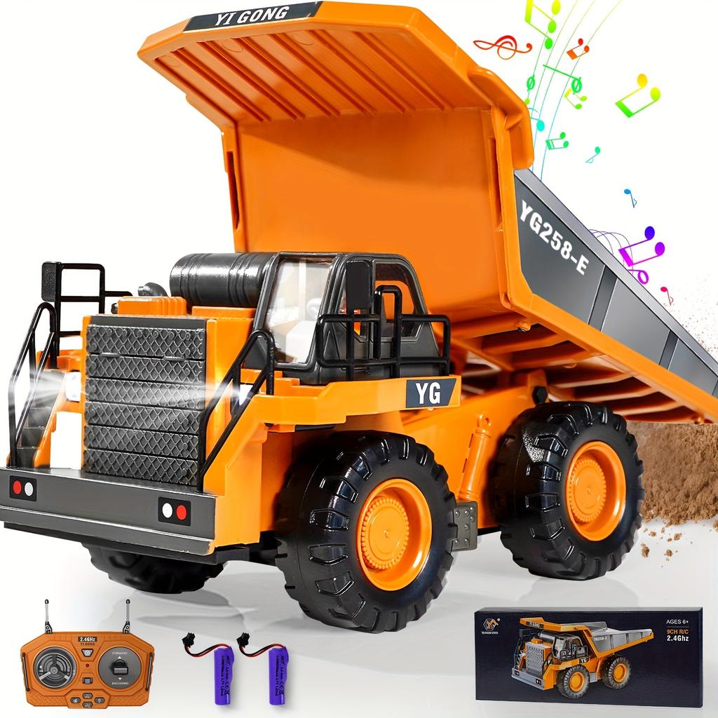 Remote Control Excavator Toy, Construction Toy with Metal Shovel, Light, Various Analog Sound Effects, 2.4GHz 680 Degree Rotation, 1:18 Car Toy Gift