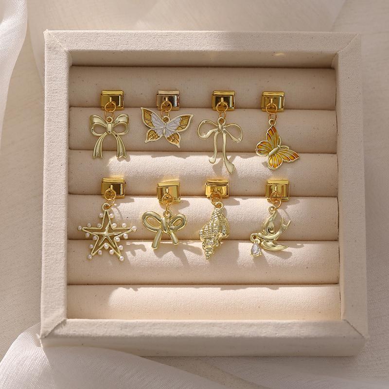 Gold Color Butterfly Bow Knot Star Swallow  Pendant Charm Links Fit 9mm Stainless Steel Bracelet DIY Making Men Women Gift