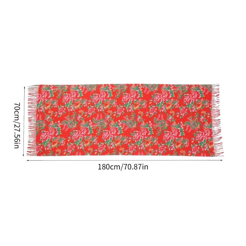 Winter Warm Ethnic Tassels Scarf for Women Northeast Big Flower Scarves Outdoor Activity Shawl Scarf Fashion Accessories