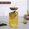 Taza creativa de vidrio de borosilicato para lata de refresco con tapa