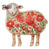 Floral Lamb Brooch Rhinestone for Women, Flower Sheep Alloy Lapel Women Pin, Animal Jewelry Clothing Suits Scarves Bags Pin