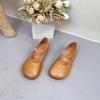 Johnature Genuine Leather Shallow Flats Retro Loafers Comfortable Soft Sole Round Toe Versatile Women's Shoes