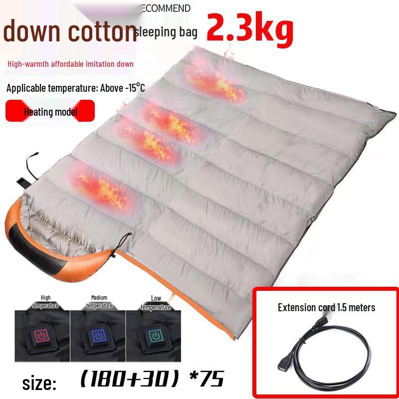 USB Heated Washable Sleeping Bag for Adults - Thickened, Warm, and Cold-Protective for Spring, Autumn, and Winter Camping.