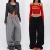 ZYLLO Y2k Grå Joggebukser Dame Vintage Hip Hop Koreansk Casual Joggebukser Bukser Oversized Harajuku Amerika Retro Bukser