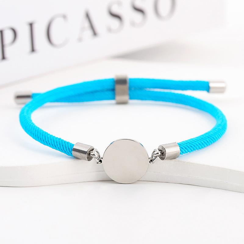 Adjustable 15mm Multi-Color Round Milanese Rope Bracelet with Stainless Steel Cross for Laser UV Printing.