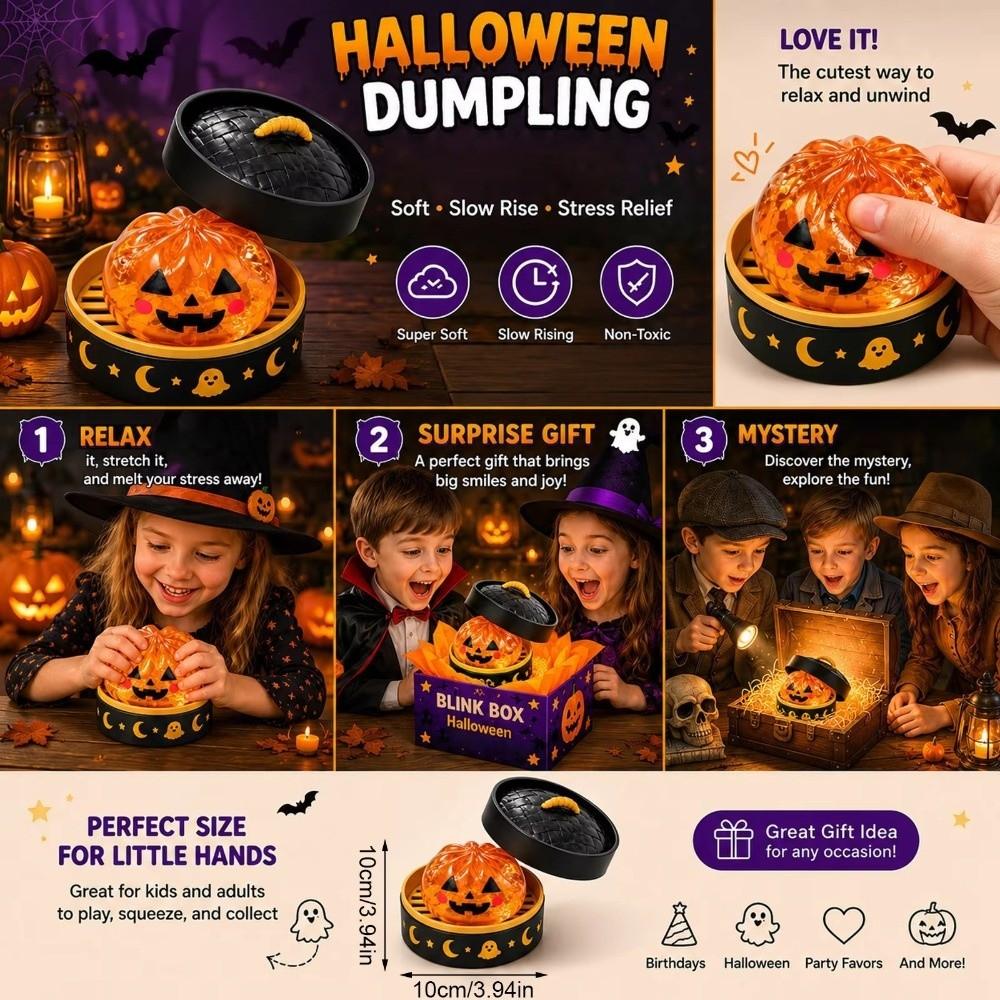 Glitter Filled Halloween Spooky Glitter Dumpling Squishies Toys Slow Rising Squishy  Party Favors