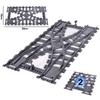 City Trains Flexible Tracks Forked Straight Curved Rails Switch Building Block Bricks High-Tech Creative Toys for Kid
