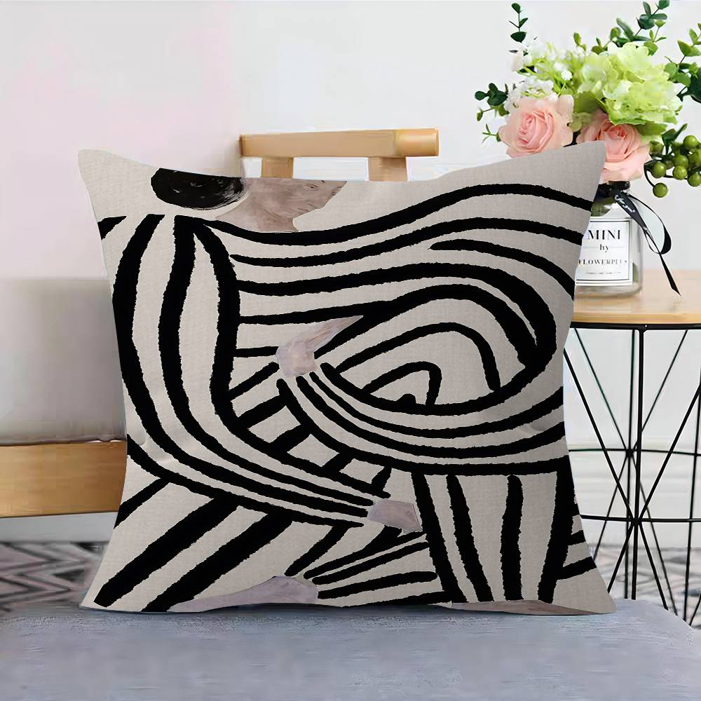Abstract Line Geometry Curve Girl Pillow Anime Pillow Sofa Bed Head Pillow Cover Cushion Cover 45x45 Cm Fashion