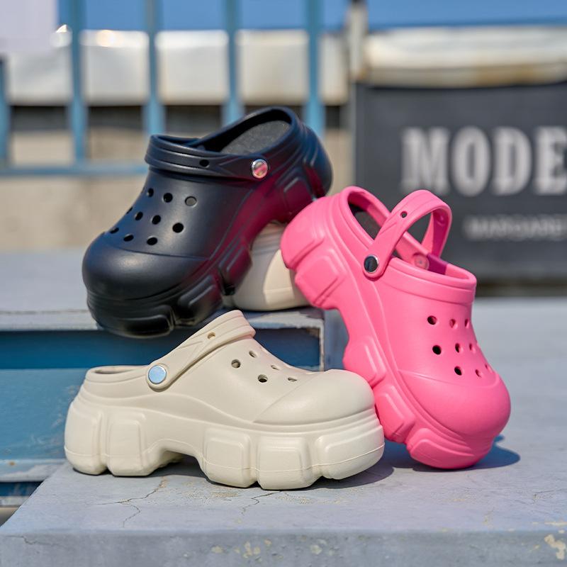 Damen Sommer Clogs Outdoor Wasserdicht Plateau Sandalen Strandschuhe Frauen 7cm Hohe Ferse Hausschuhe