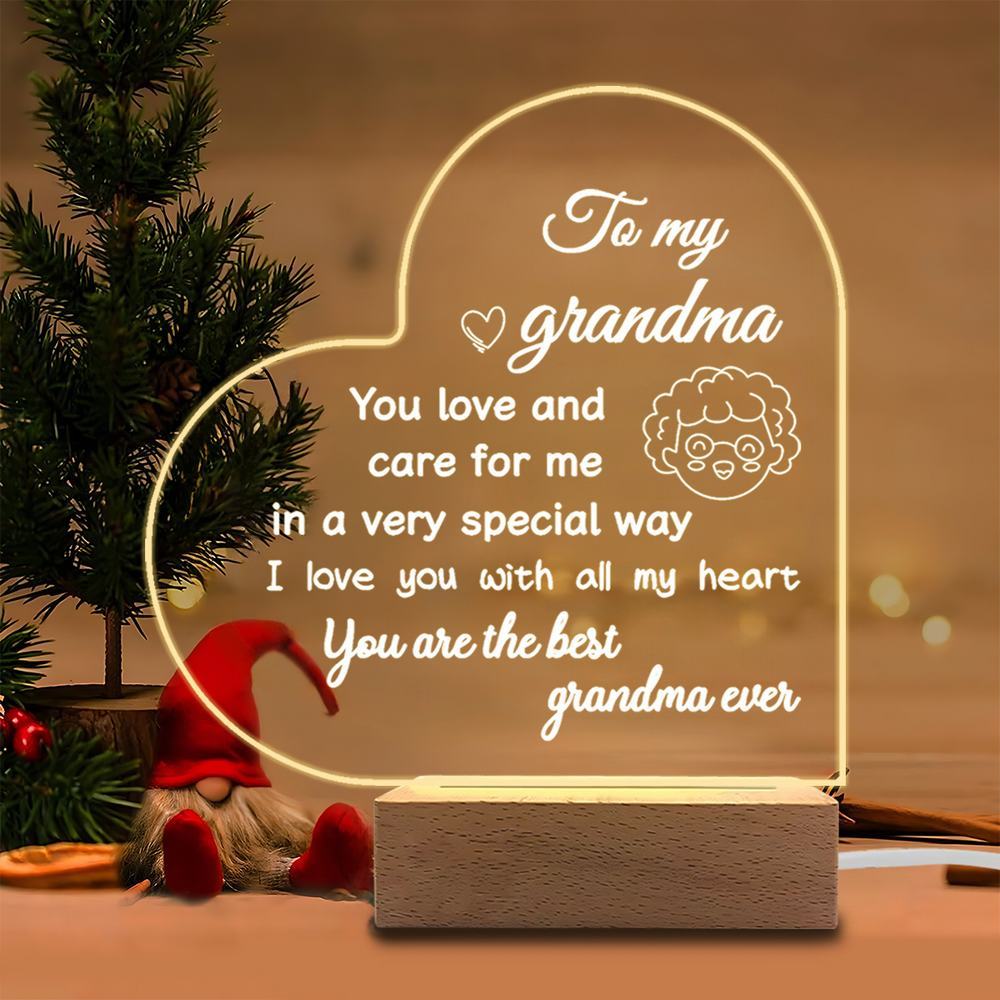 

1PC Acrylic Luminous Ornament Photography Accessories, USB Base, Grandma Gift, Heart Figurines Plastic чистый