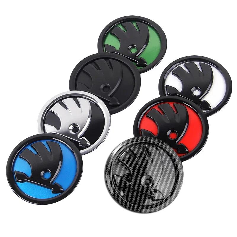 Uwhxm4 1Pcs Car Bonnet Hood Front Rear Trunk Badge Logo Emblem Sticker For Skoda Octavia Kodiaq Fabia Rapid Superb A5 A7 2 Kamiq Karoq