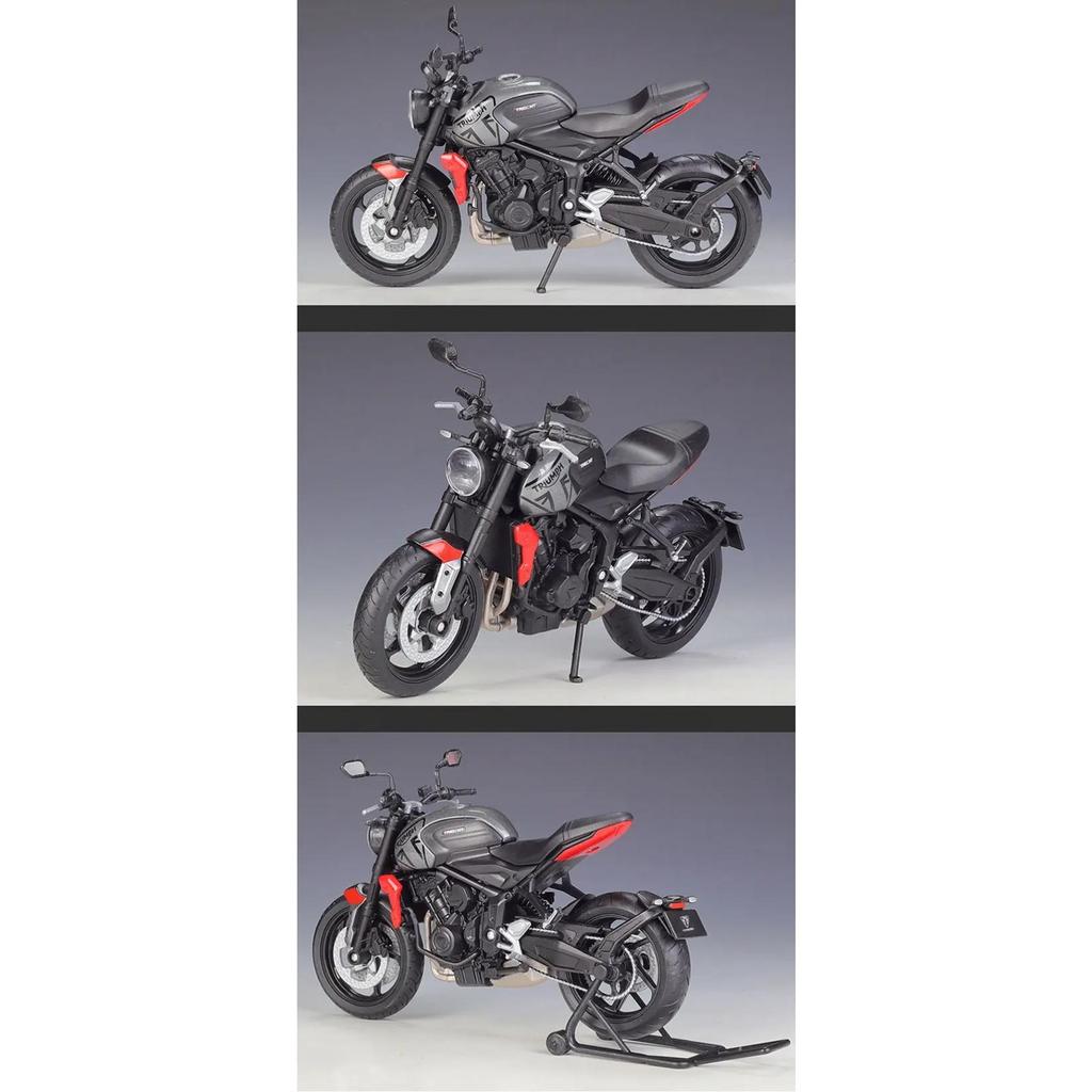 WELLY 1/12 2021 Triumph Trident 660 Alloy Racing Motorcycle Model Diecast Metal Street Motorcycle Model Simulation Kids Toy Gift