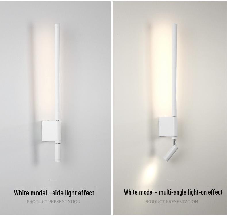 Nordic Minimalist Long Strip Bedside Wall Lamp with Eye-Protecting Reading Light and Switch for Hallways, Entrances, and Hotel Rooms