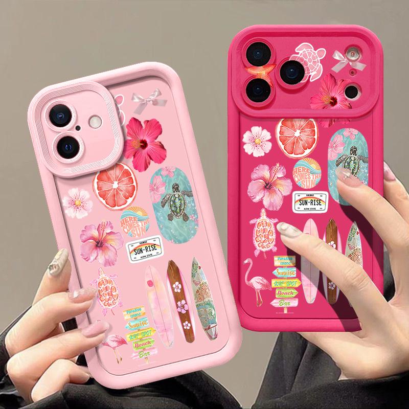 Flower Turtle Print Soft TPU Phone Case For iPhone Air 16e 17 16 15 14 Pro Max 13 12 Pro 15 16 14 Plus Shockproof Silicone Cover