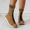 Women's Casual Slip-On Hiking Boots, Flat Heel, Fabric Upper and Lining, PU Sole, All-Season - Handwash or Dry Clean