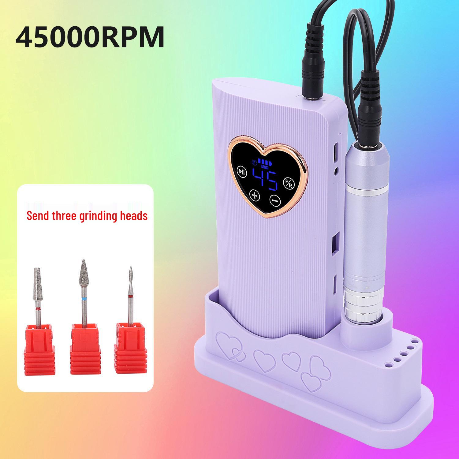 Rechargeable 45,000 RPM Smart Nail Grinder & Portable Polisher фиолетовый
