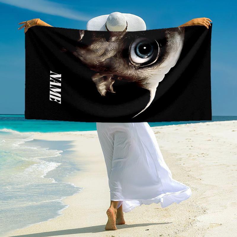 Personalized Alien Face Close-Up Beach Towel Microfiber Beach Towel Thin Absorbent for Beach Swimming Yoga Bath Sports. 0910382