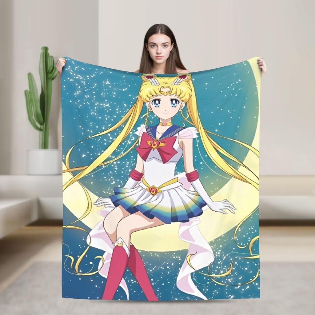 S-Sailor M-Moon Anime Blanket Camping Flannel Bedding Throws For Living Room Warm Soft Design Quality Bedspread Gift