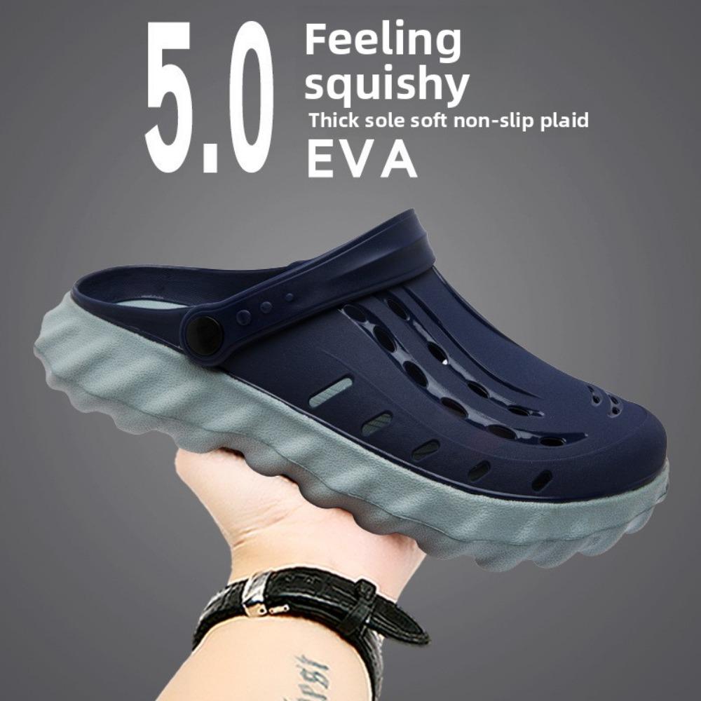 Jelly Sandals for Men Fashion Thick Sole Slip on Breathable Comfortable Soft Wear Resistant Outdoor Shoes