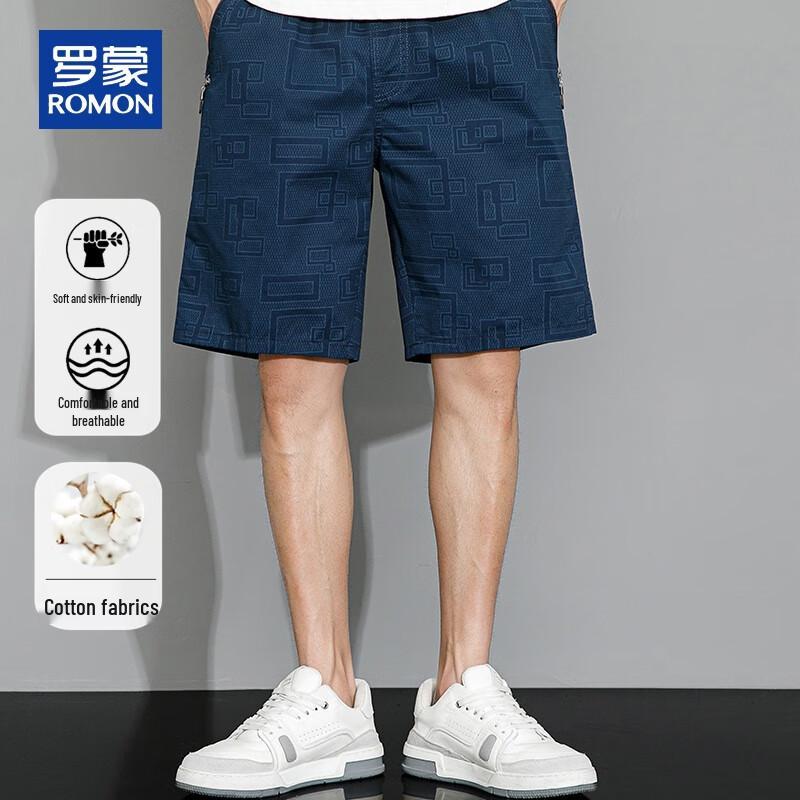 ROMON Men's Summer Cotton Casual Shorts
